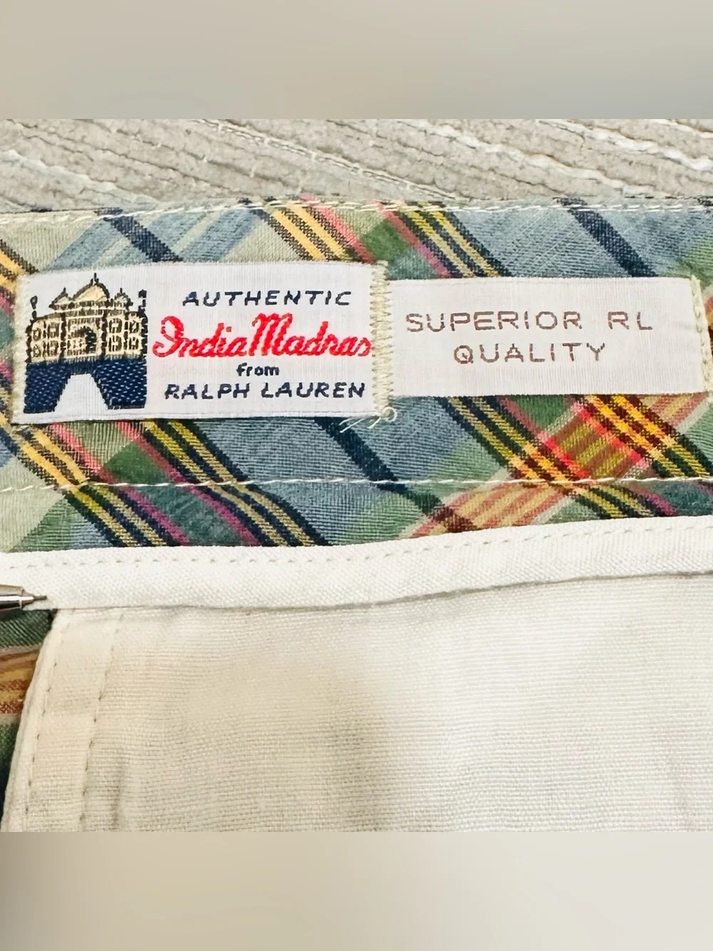 Polo Ralph Lauren Authentic India Madras Plaid Chino Shorts Men's Sz 40
